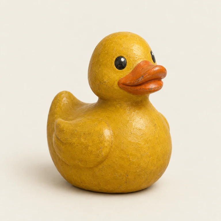 A confident mustard-yellow rubber duck.
